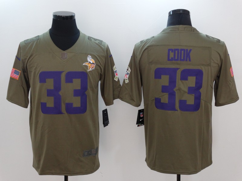 Men Minnesota Vikings #33 Cook Nike Olive Salute To Service Limited NFL Jerseys->houston texans->NFL Jersey